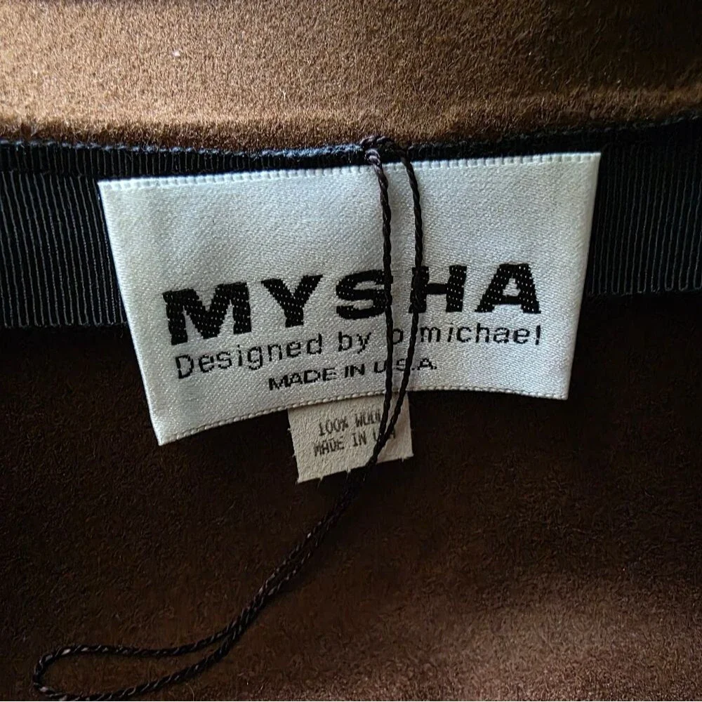 Vtg Peacock Feather Pheasant Hat B. Michael Mysha Brown Felt 21' Derby Racetrack - Picture 7 of 14